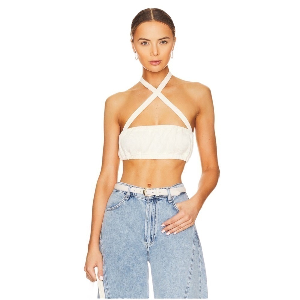 NWT WeWoreWhat The Halter Bra Top in Ivory Spice Girls Y2K Hailey Bieber